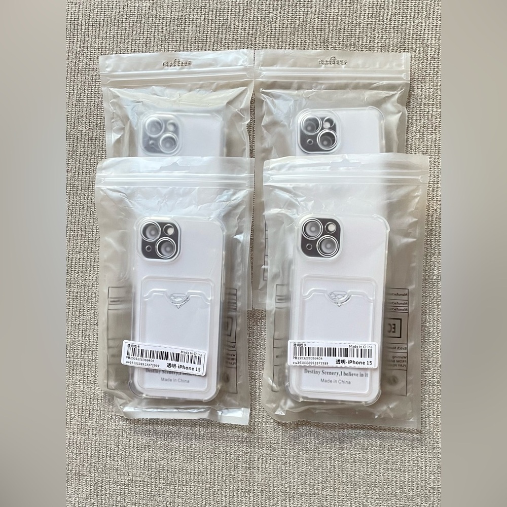 Clear Protective Phone Case for iPhone 15, New with tags, including 4pcs bundle